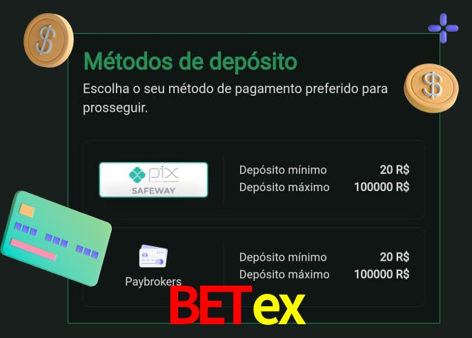 O cassino Betex oferece uma grande variedade de métodos de pagamento
